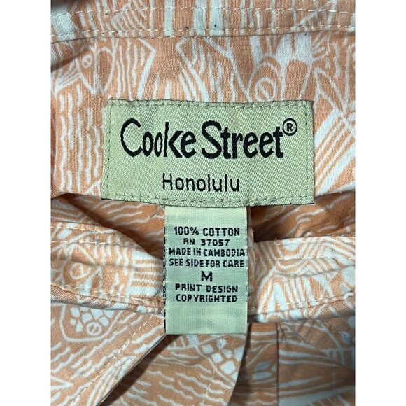 Cooke Street Honolulu Mens Short Sleeve Button Medium M Hawaiian Tribal EUC - Picture 7 of 8